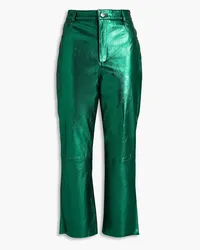 Walter Baker Selma Kick-flare-Hose aus Metallic-Leder Grün