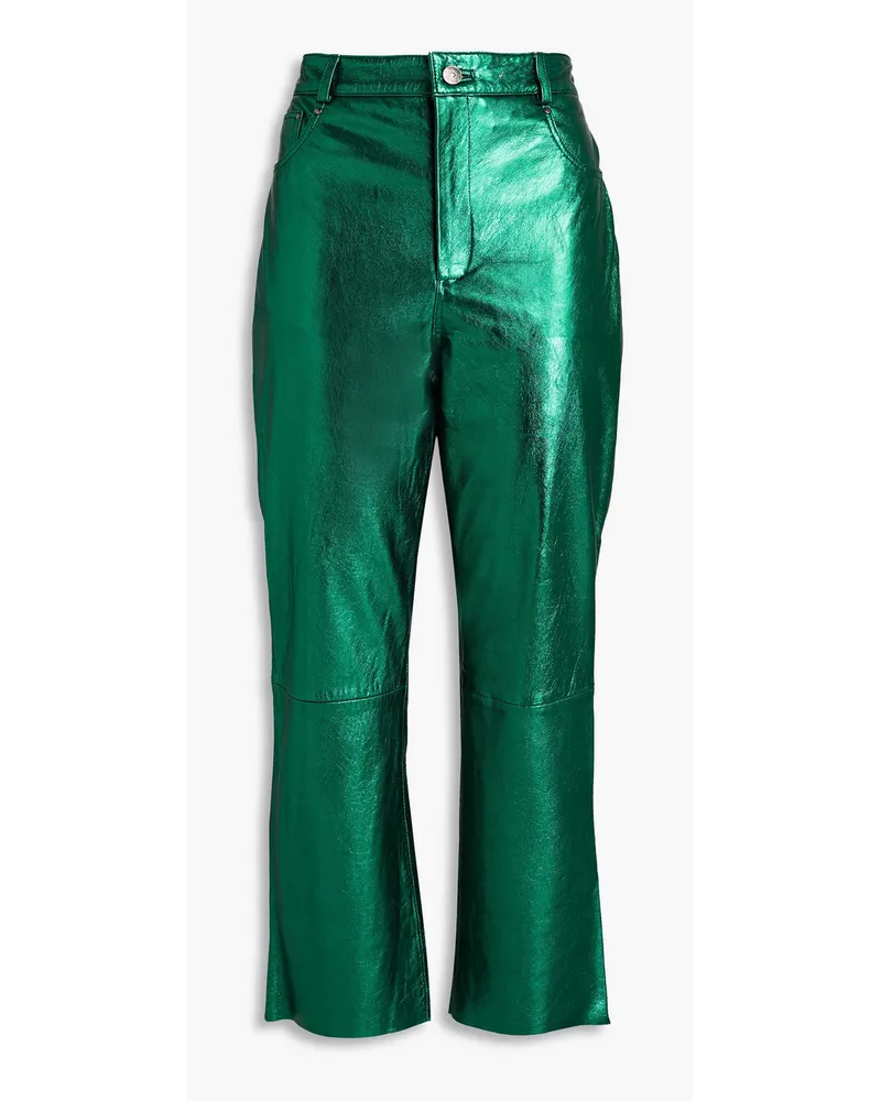 Walter Baker Selma Kick-flare-Hose aus Metallic-Leder Grün