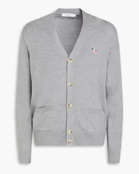 Kitsuné Cardigan aus Wolle mit Applikationen Grau