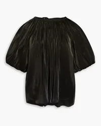 Ulla Johnson Flo gerafftes Oberteil aus Satin Schwarz