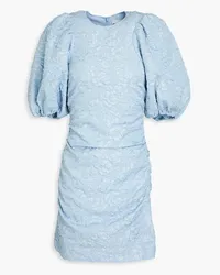 Ganni Minikleid aus Cloqué Blau