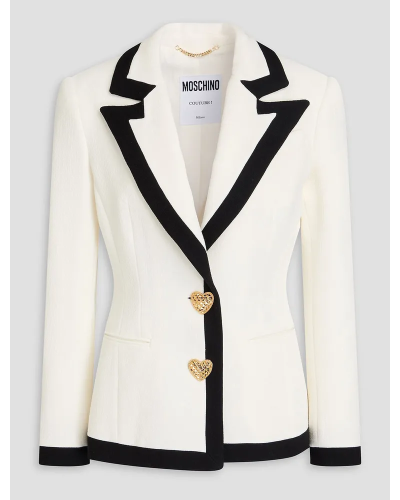 Moschino Zweifarbiger Blazer aus gehämmertem Crêpe Weiß