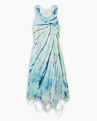 R13 Distressed printed cotton midi dress Blau