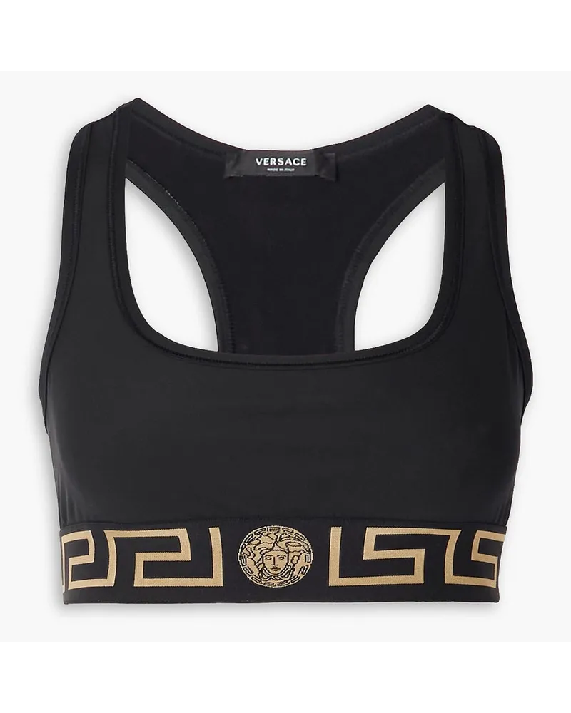 Versace Sport-BH aus Stretch-Jersey mit Jacquardbesatz Schwarz