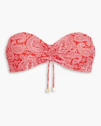 Heidi Klein Gerafftes Bandeau-Bikini-Oberteil mit Paisley-Print Rot