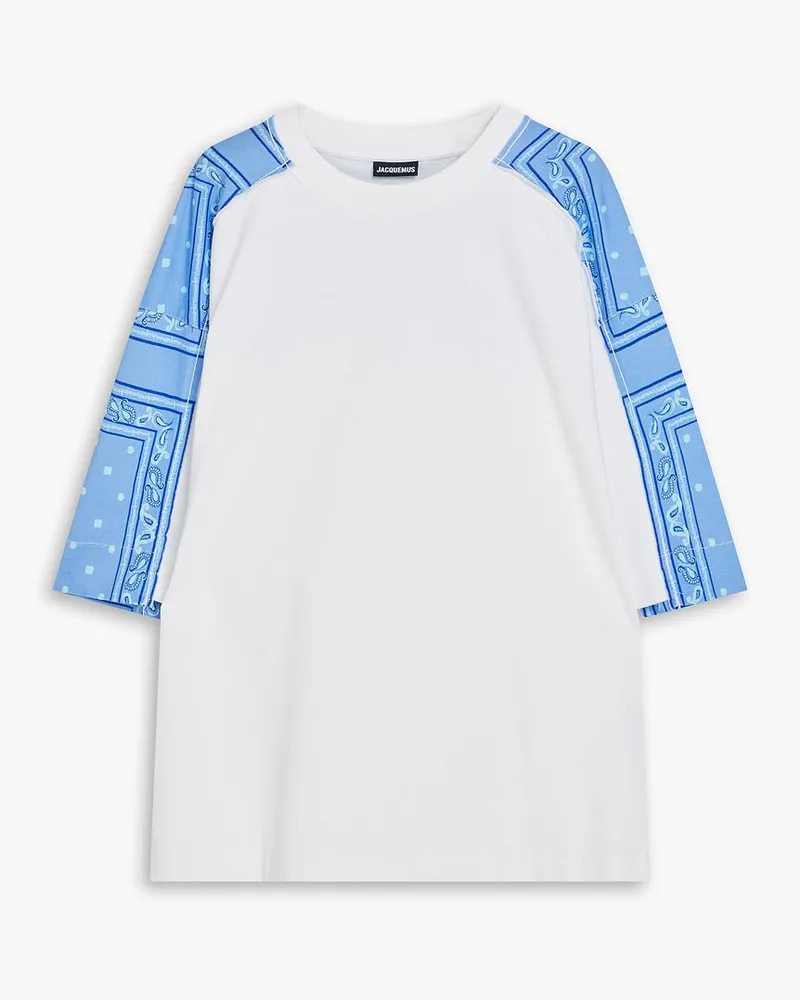 Jacquemus Bedrucktes T-Shirt mit Einsätzen aus Baumwoll-Jersey Blau