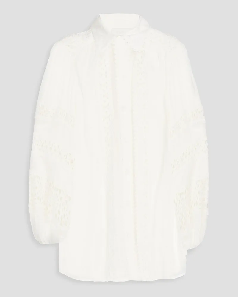 Zimmermann Ramie and crocheted lace blouse Weiß