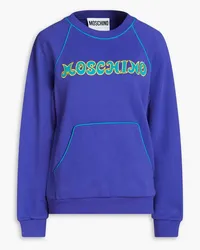 Moschino Sweatshirt aus Baumwollfrottee mit Stickereien Lila