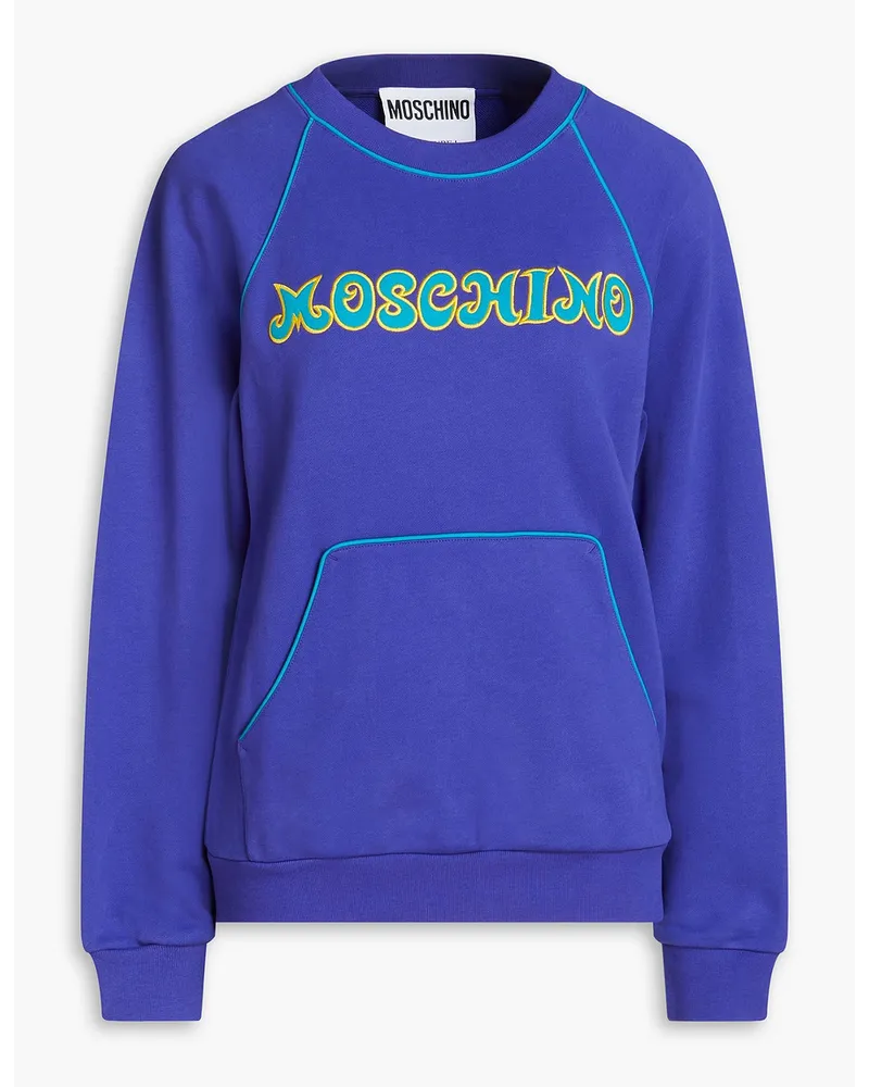 Moschino Sweatshirt aus Baumwollfrottee mit Stickereien Lila