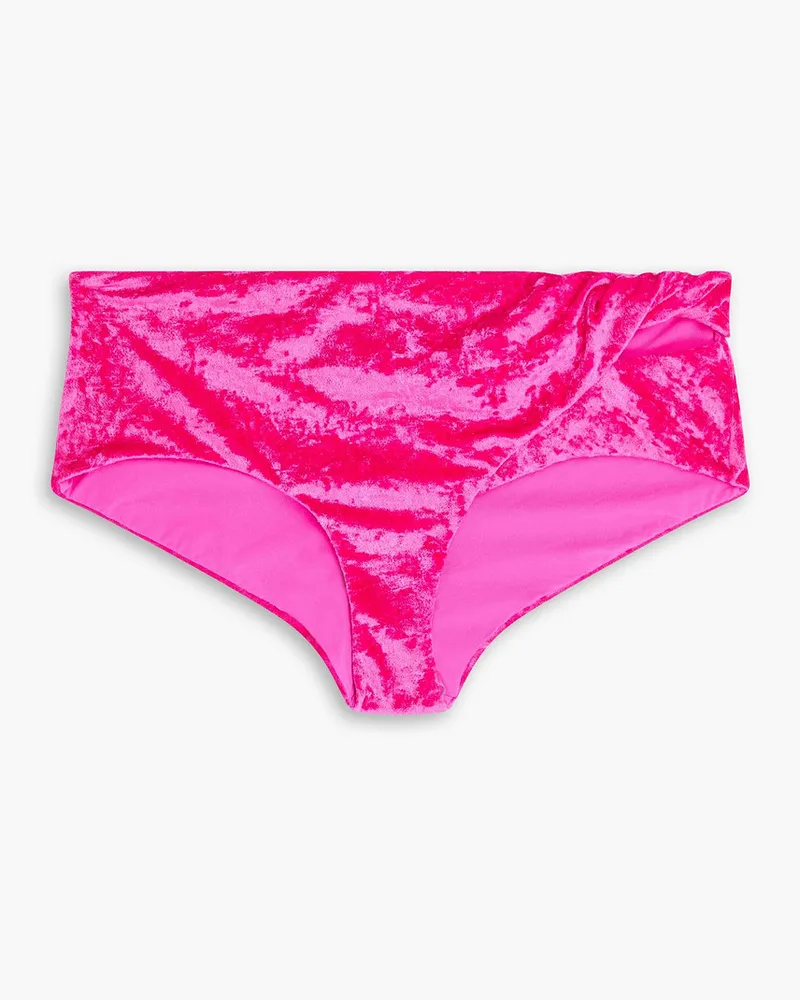 Versace Twisted Bikini-Höschen aus Stretch-Samt Pink