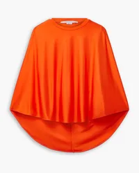 Stella McCartney Asymmetrische Bluse aus neonfarbenem glänzendem Jersey Orange