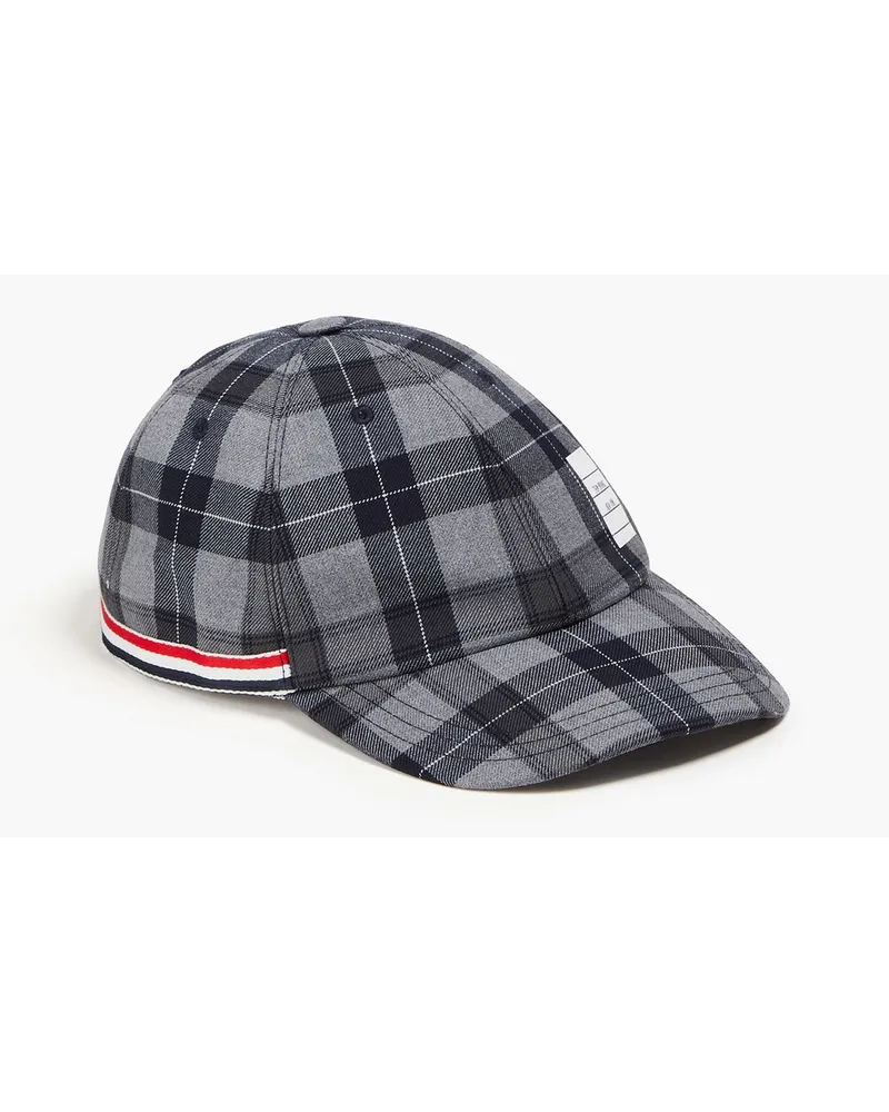 Thom Browne Karierte Mütze aus Twill aus einer Wollmischung Grau