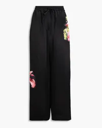 3.1 phillip lim Floral-print satin wide-leg pants Schwarz