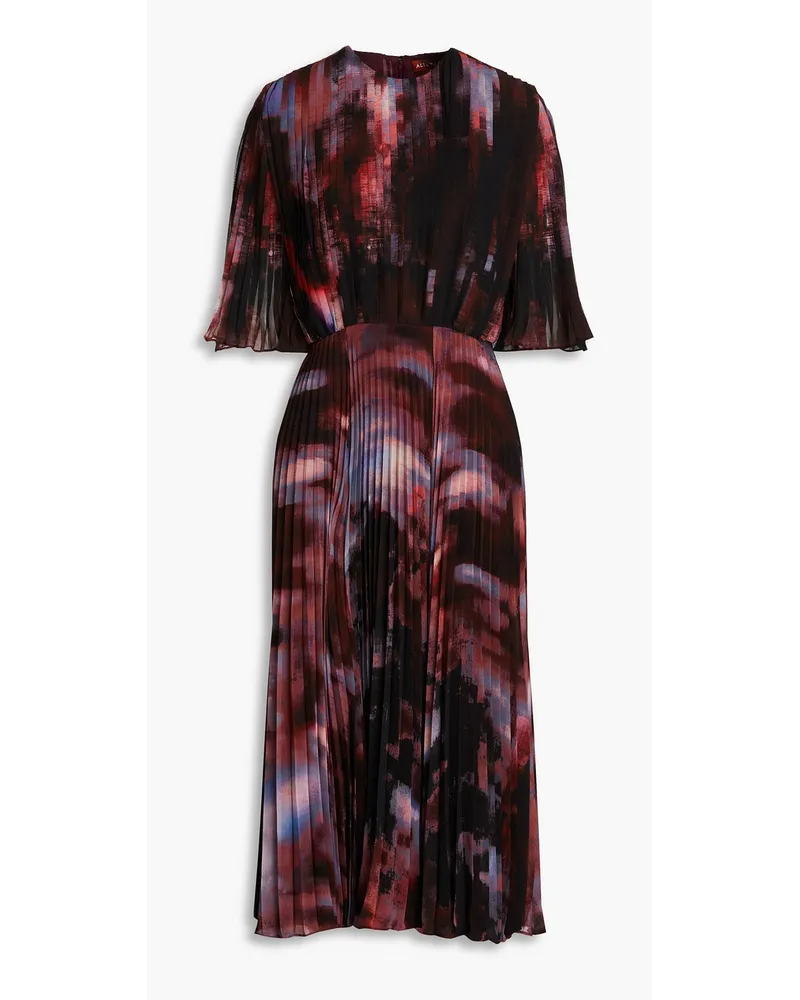 Altuzarra Pleated tie-dyed georgette midi dress Burgunderrot