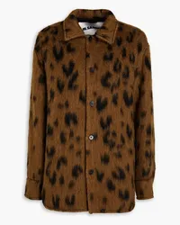 Jil Sander Overshirt aus einer gebürsteten Wollmischung mit Leopardenprint Braun