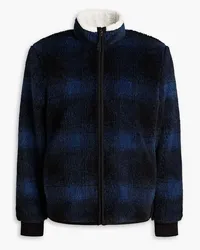 James Perse Karierte Jacke aus Shearling-Imitat Blau