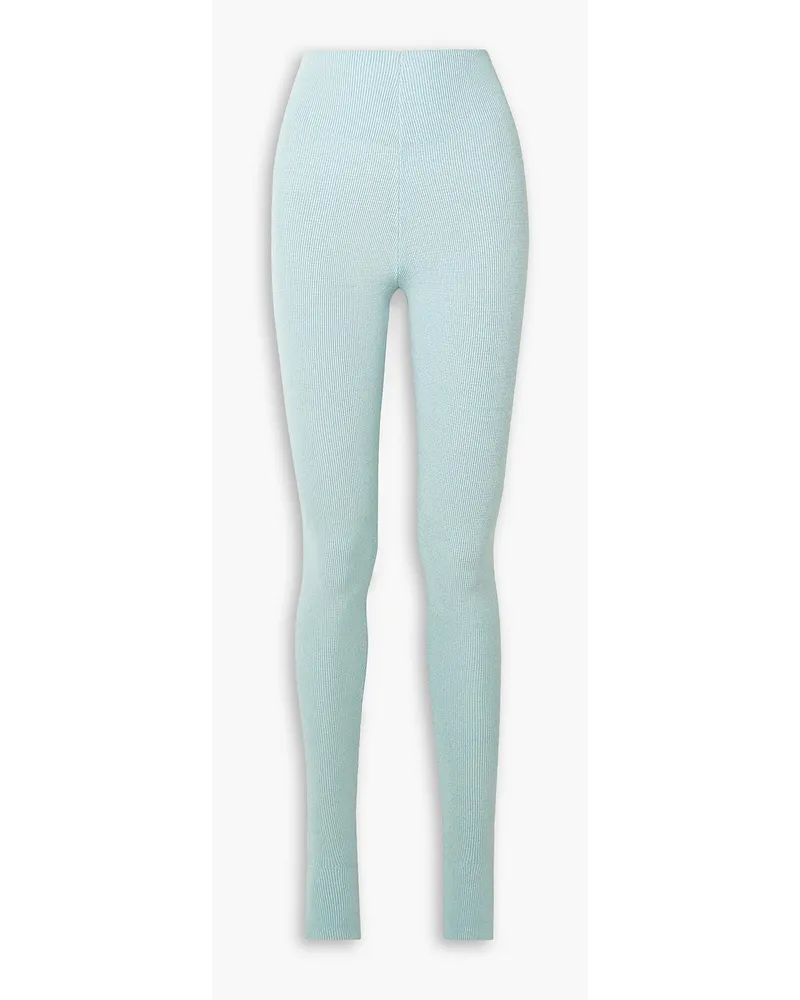 LE ORE Rimini melierte Leggings aus Rippstrick Blau