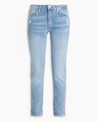 Frame Denim Le Garcon Slim Boyfriend-Jeans inDistressed-Optik Blau