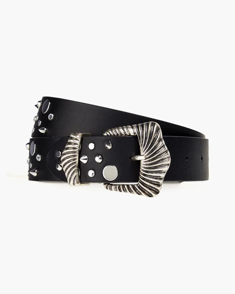 Maje Embellished leather belt Schwarz