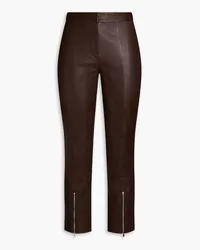 Derek Lam Cropped Hose mit schmalem Bein aus Leder Braun