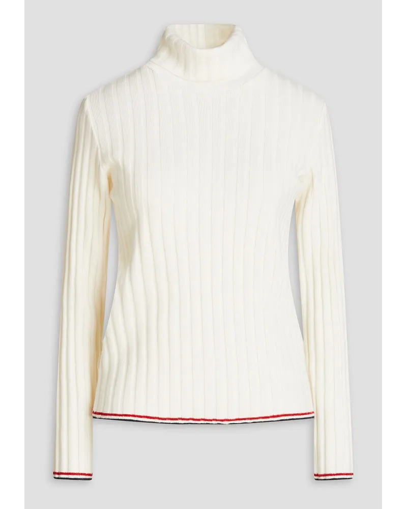 Thom Browne Rollkragenpullover aus geripptem Kaschmir Weiß