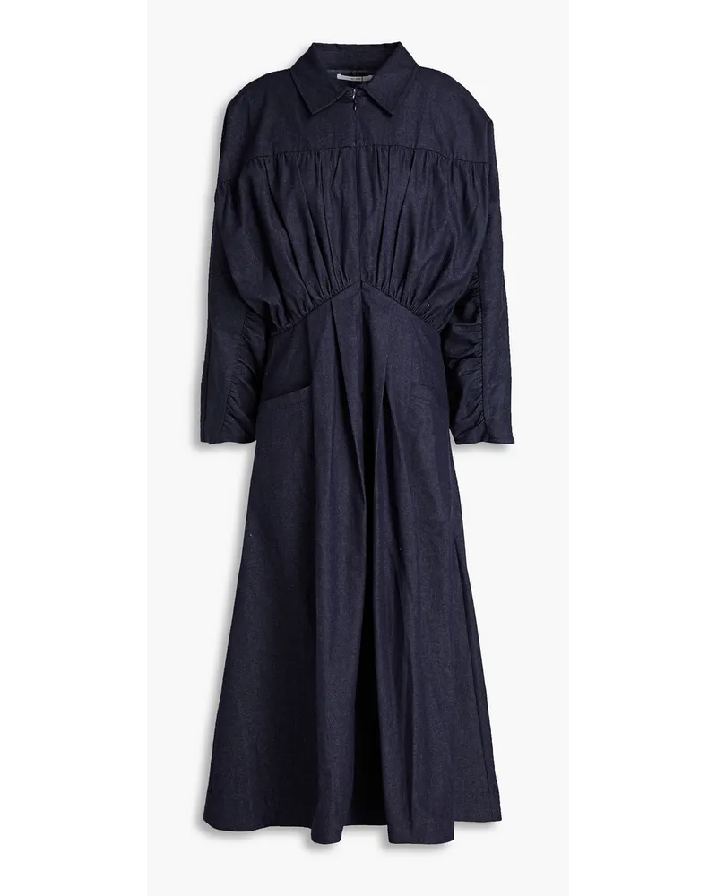 Co Hemdkleid aus Baumwoll-Chambray inMidilänge mit Raffung Blau