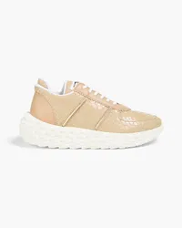 Giuseppe Zanotti Sneakers Glattleder und Leder mit Schlangeneffekt Neutral