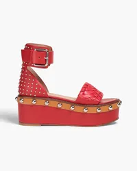 RED Valentino Plateausandalen aus Leder mit Nieten Rot