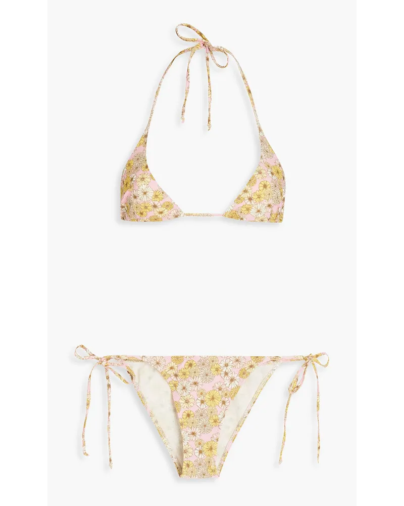 Lisa Marie Fernandez Pamela Triangel-Bikini mit floralem Print Pink