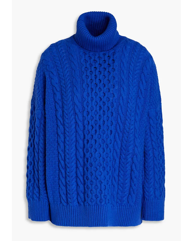 &Daughter Annis Rollkragenpullover aus Wolle mit Zopfstrickmuster Blau