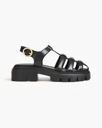 Stuart Weitzman Nolita Slingback-Sandalen aus Leder mit Plateau Schwarz