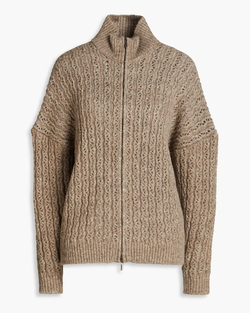 Gentryportofino Cardigan aus Pointelle-Strick aus einer Alpakamischung Neutral