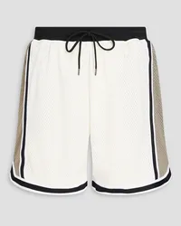 John Elliott + Co Zweifarbige Shorts aus Mesh mit Tunnelzug Weiß