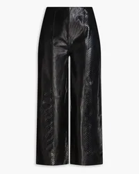 By Malene Birger Miloris Cropped Hose mit weitem Bein aus Leder mit Schlangeneffekt Schwarz