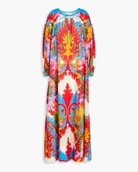 Etro Maxikleid aus einer Baumwoll-Seidenmischung mit Paisley-Print Rot