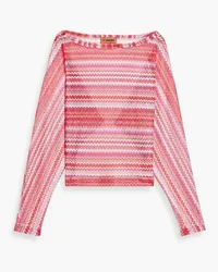 Missoni Gestreiftes Strickoberteil inHäkeloptik Pink