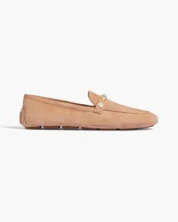 Stuart Weitzman Allpearls Loafers aus Veloursleder mit Verzierung Neutral