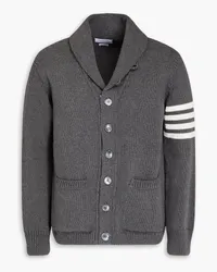 Thom Browne Gestreifter Cardigan aus Baumwolle Grau