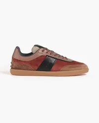 TOD'S Leather-trimmed suede sneakers Rot