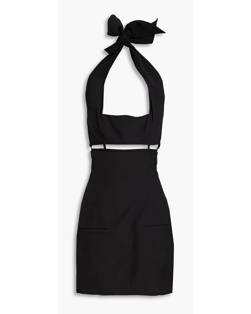 Jacquemus Limao Neckholder-Minikleid aus Woll-Crêpe mit Cut-outs Schwarz