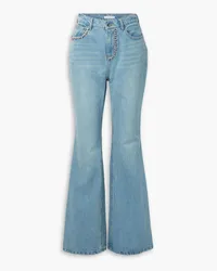 Area Hoch sitzende Bootcut-Jeans mit Cut-out und Kristallen Blau