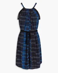 See by Chloé Gerafftes Kleid aus Crêpe de Chine aus Seide mit Print Schwarz