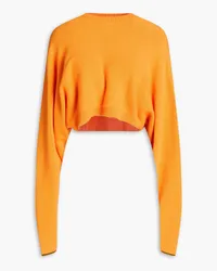 Victoria Beckham Cropped Pullover aus einer Kaschmirmischung mit Stickereien Orange