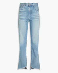 Veronica Beard Dylan hoch sitzende Jeans mit geradem Bein und Fransen Blau