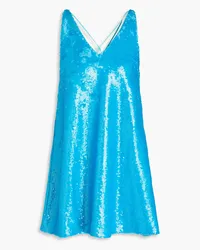 Ganni Minikleid aus Satin mit Pailletten Blau