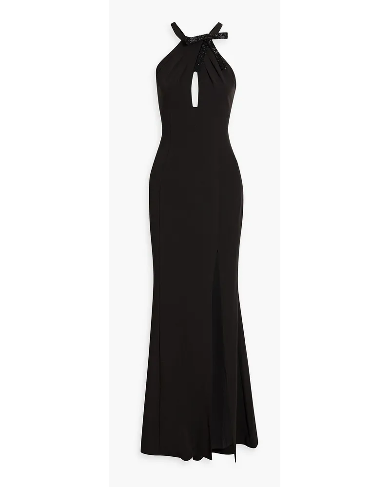 Marchesa Robe aus Stretch-Crêpe mit Schleife und Cut-outs Schwarz