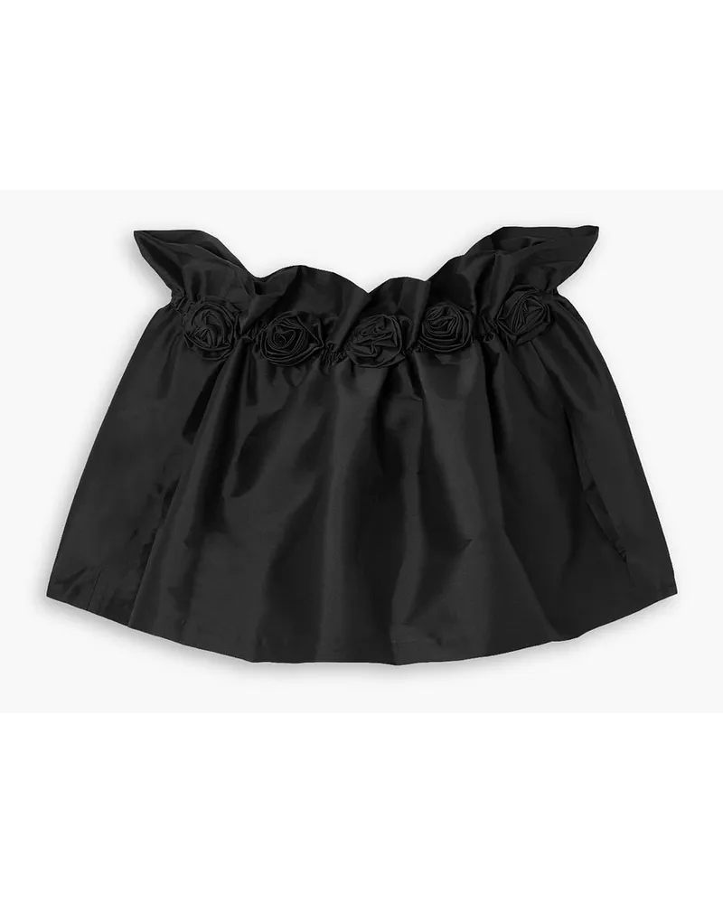 BERNADETTE Tilly schulterfreie Bluse aus Crêpe mit Applikationen Schwarz