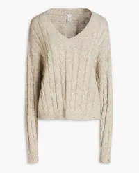 Autumn Cashmere Donegal-Pullover mit Zopfstrickmuster Neutral