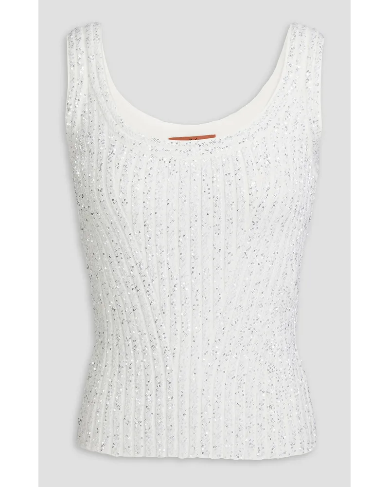 Missoni Tanktop aus Rippstrick mit Pailletten Weiß