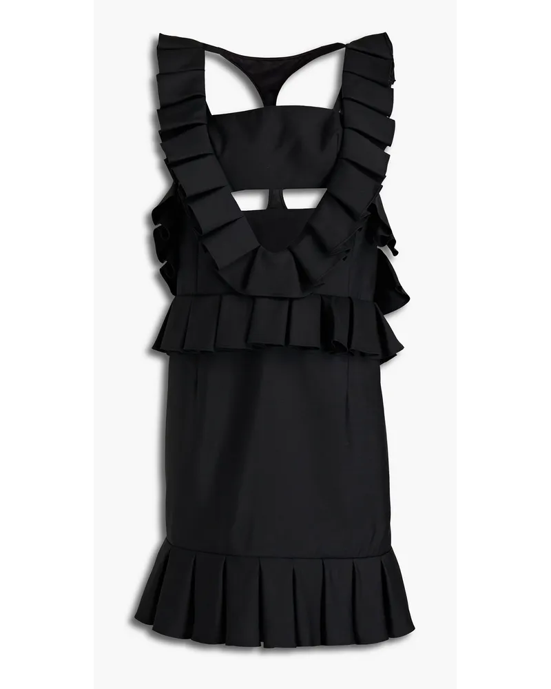 Valentino Garavani Minikleid aus einer Woll-Seidenmischung mit Falten und Cut-outs Schwarz